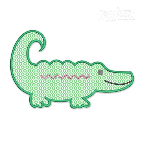 alligator applique embroidery design 0