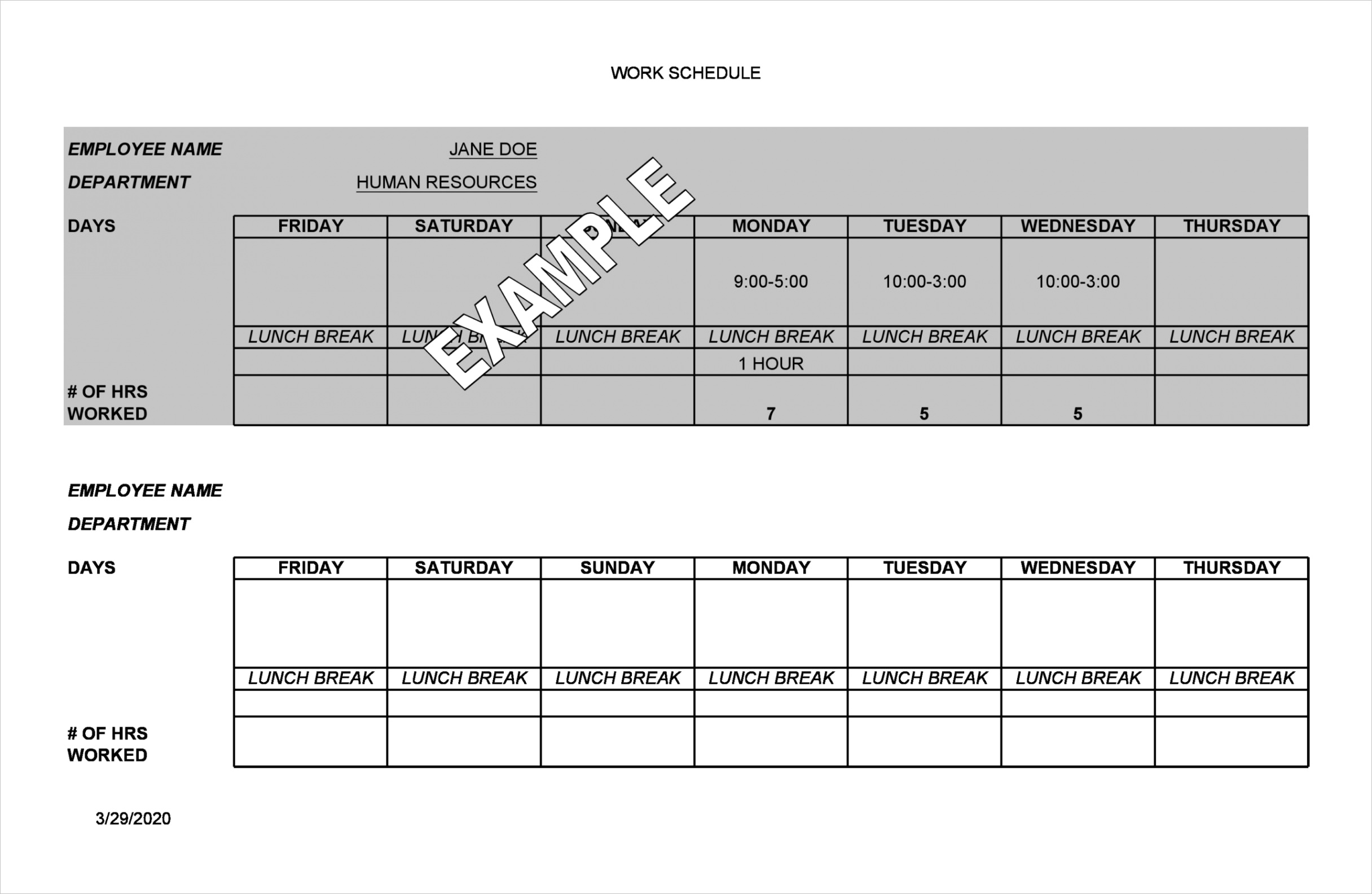 employee schedule