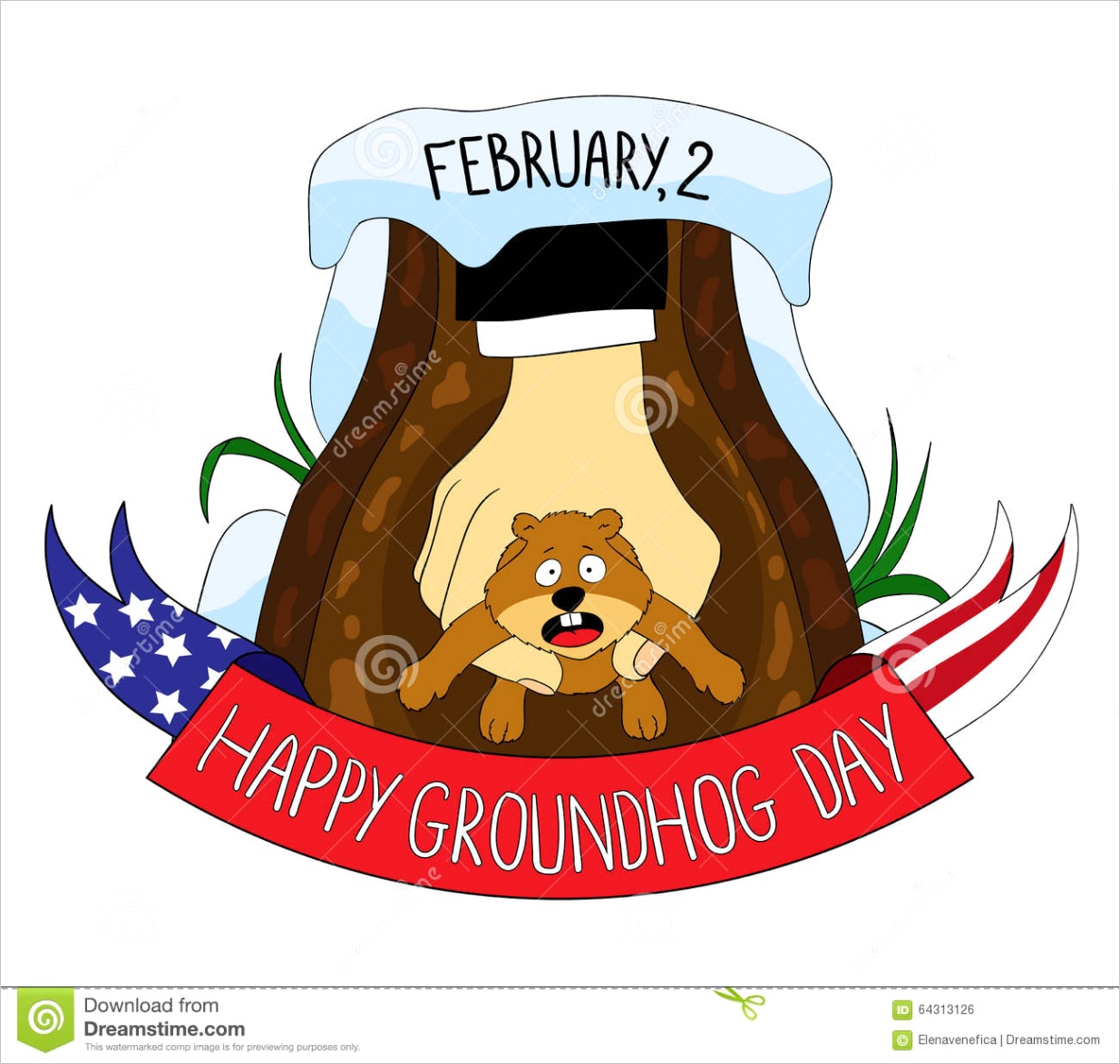 stock illustration groundhog happy groundhog day its hole clip art image