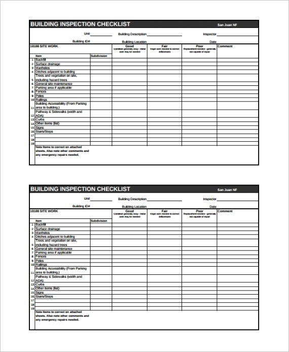 sample home inspection checklistml
