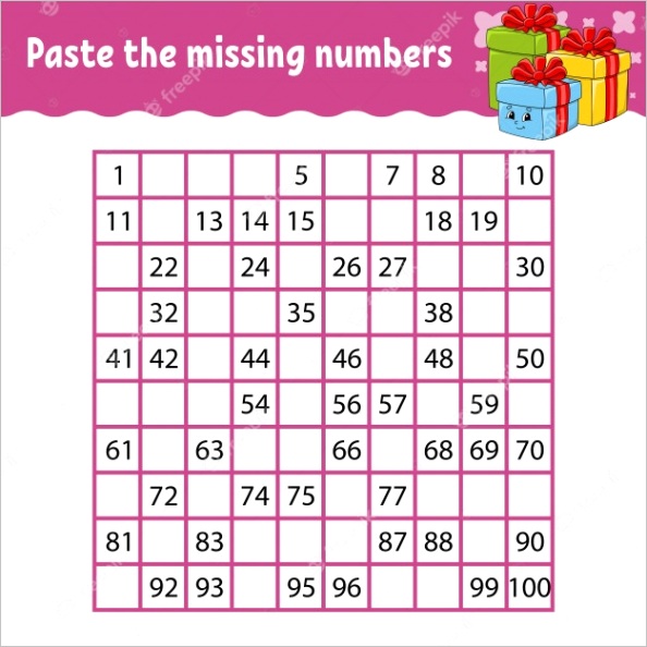 paste missing numbers from 1 100 handwriting practice learning numbers kids