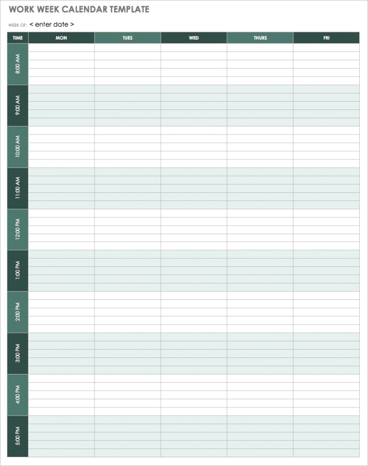 free weekly calendar templates