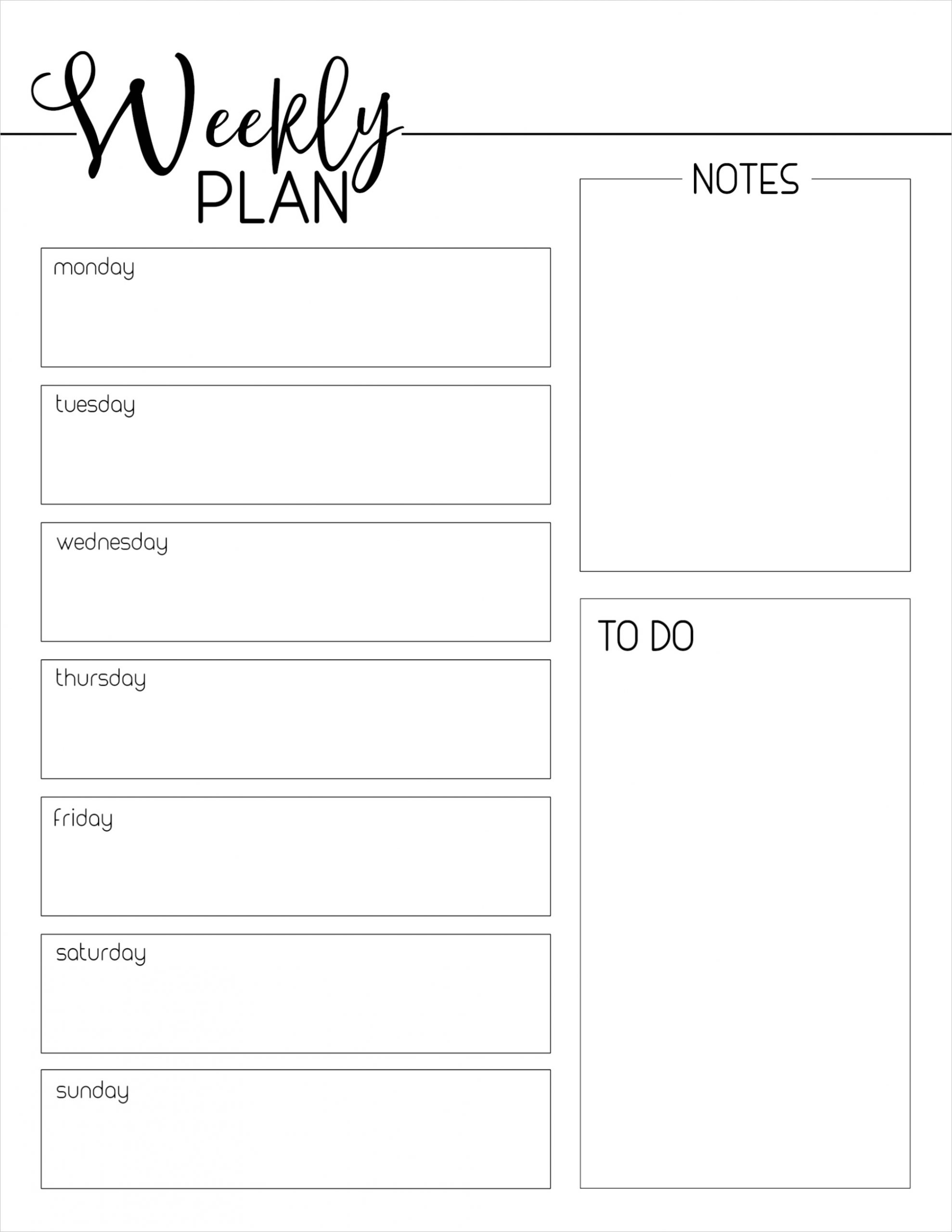 weekly planner template free printable