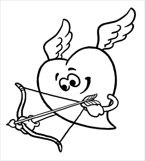 heart cupid coloring page