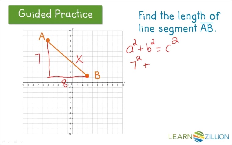 6406 find the length of a line segment on the coordinate plane using the pythagorean theorem