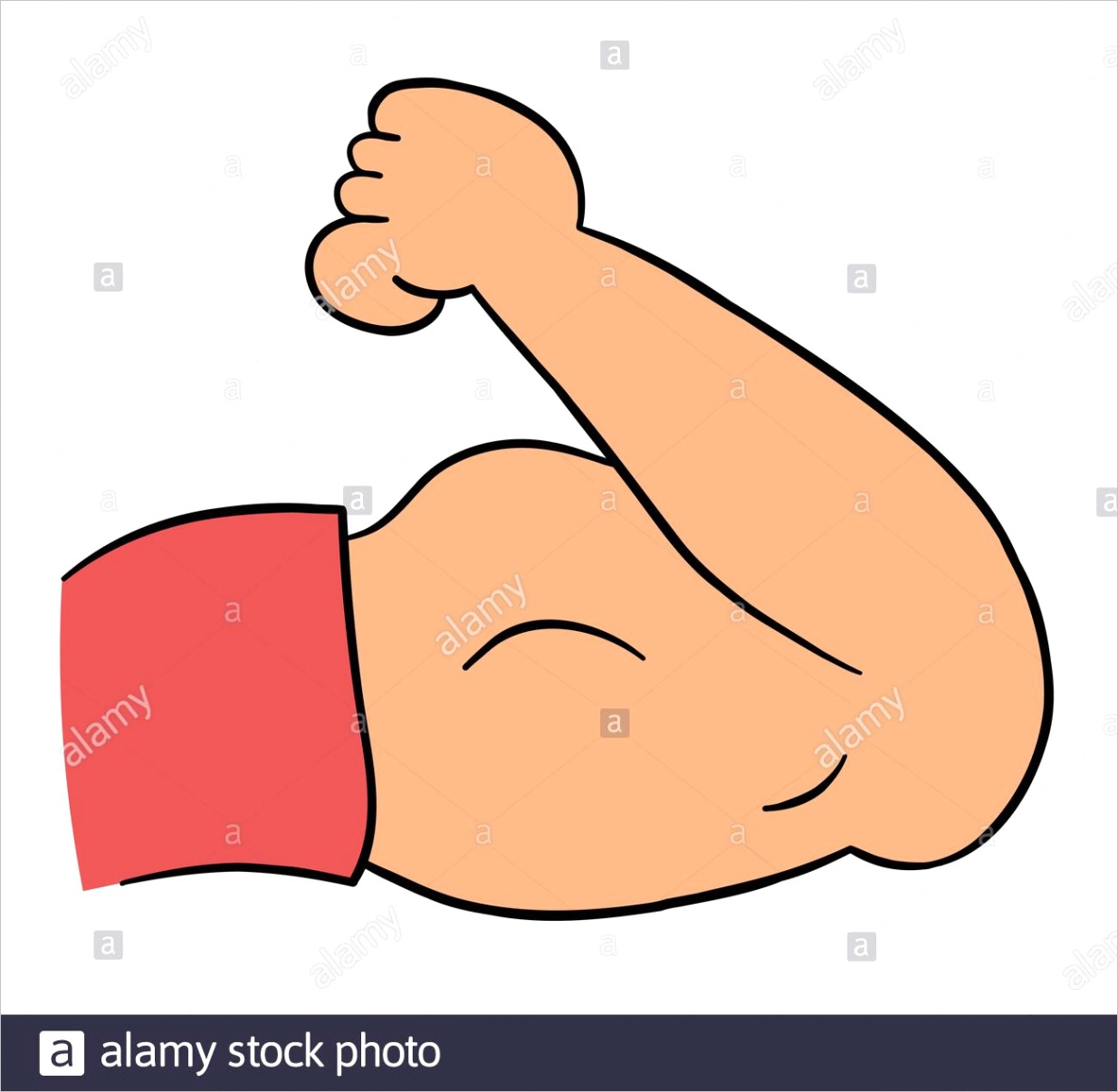 cartoon vector illustration of strong muscular arm biceps colored and black outlines image ml
