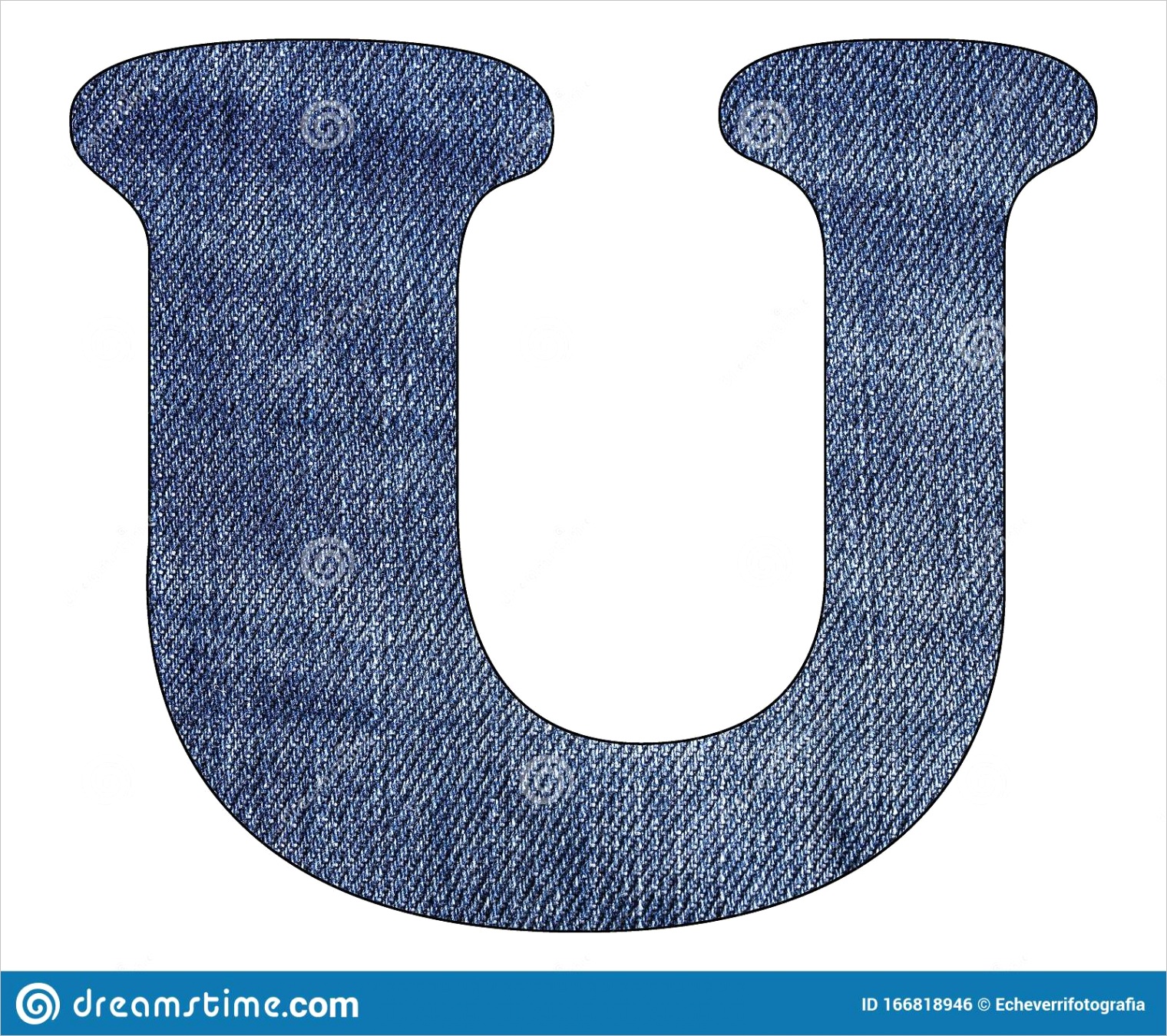 letter u alphabet texture details denim blue jeans white background image