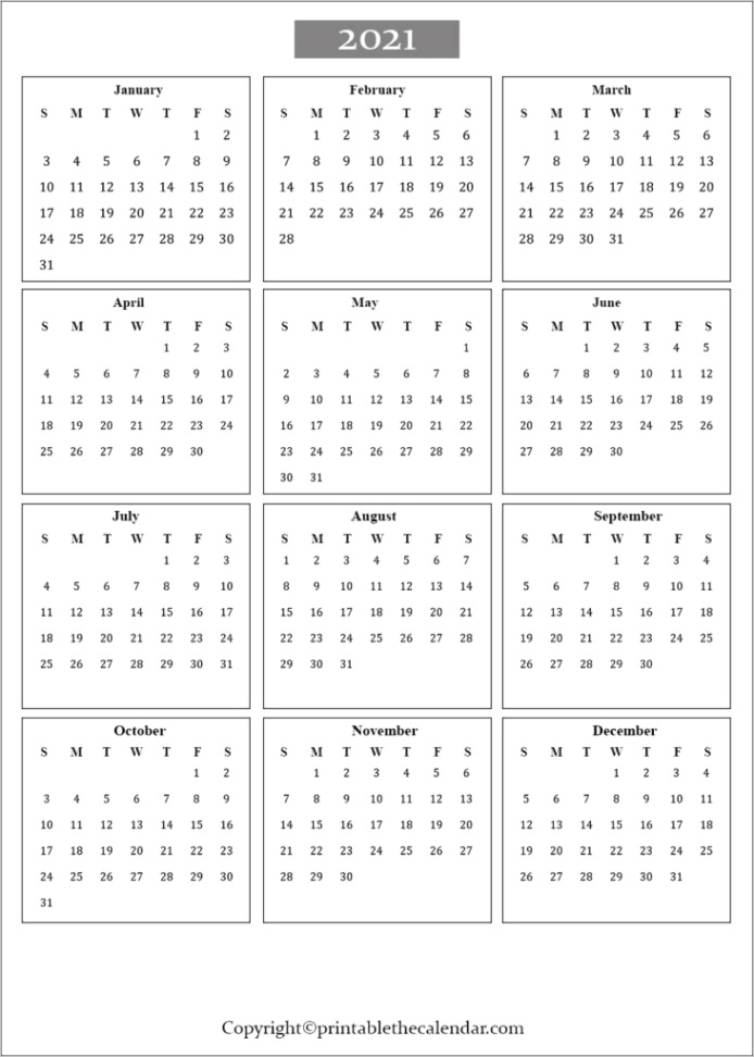 one page calendar