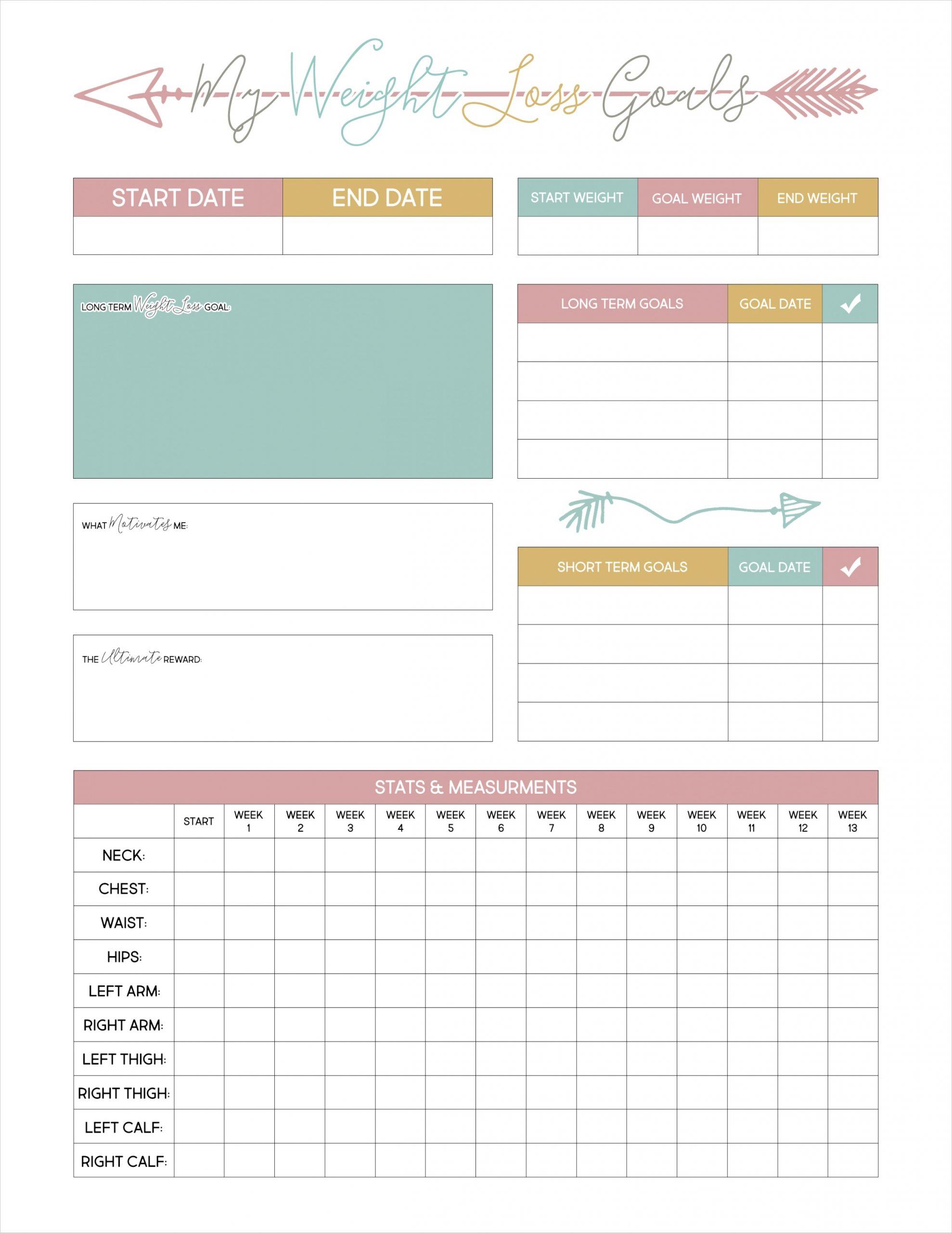 free printable weight loss planner