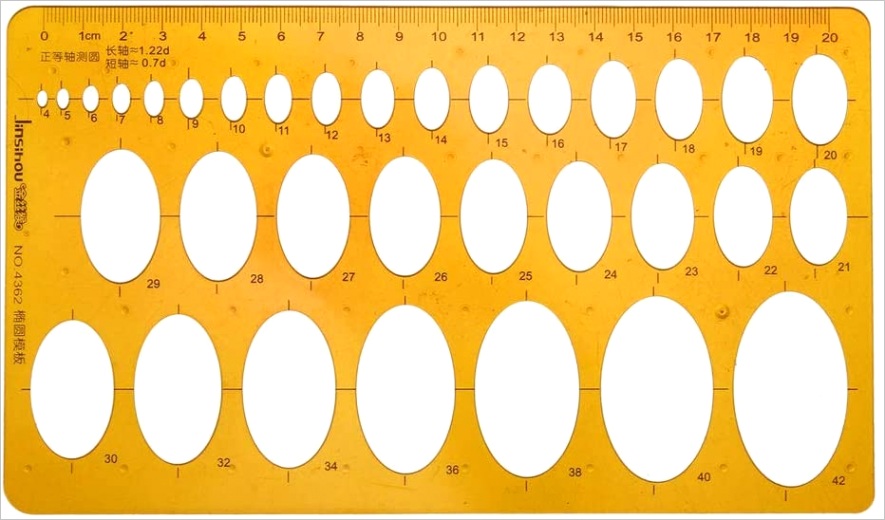 2NGRQ1ZK uxcell geometric drawing template measuring ruler oval shape yellow 20cm for drawing engineering dra