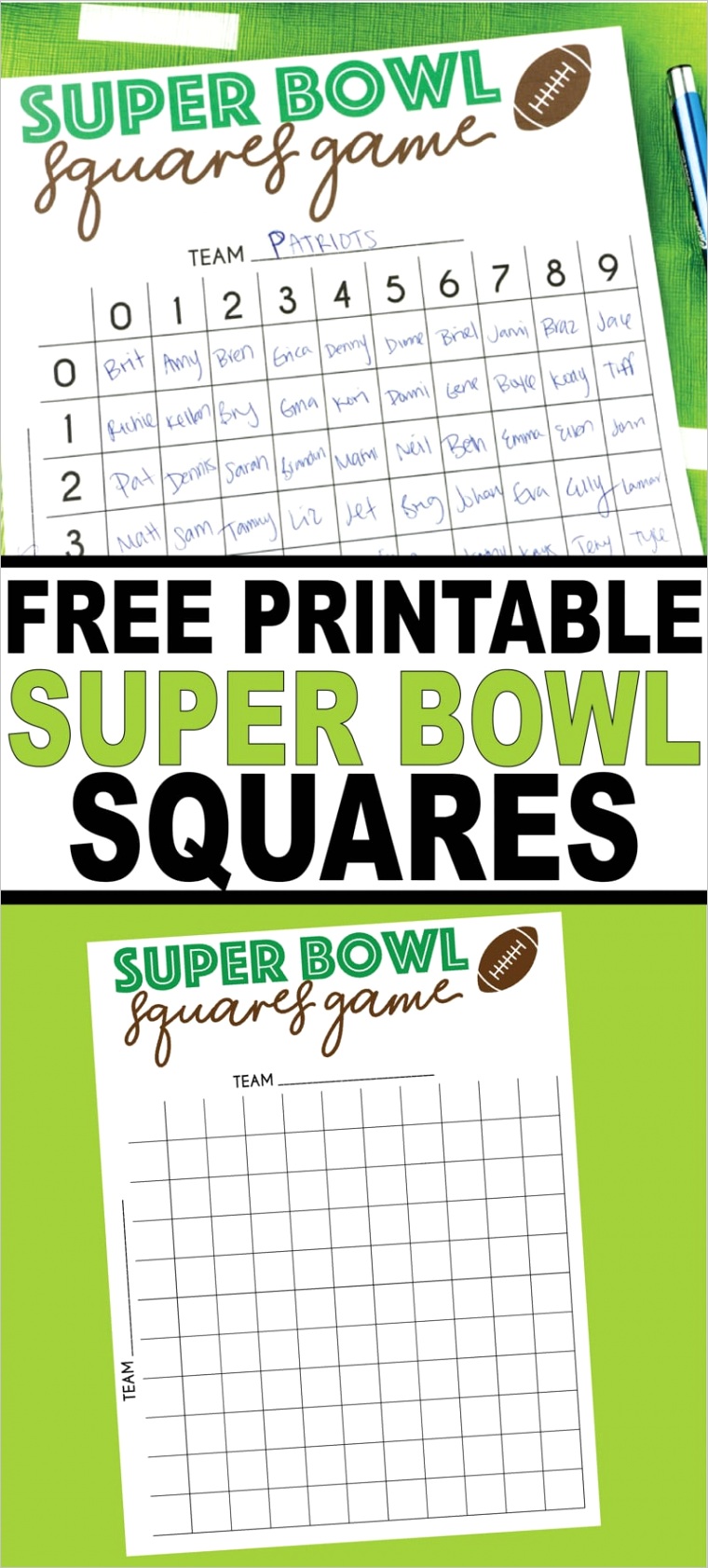 printable super bowl squares template
