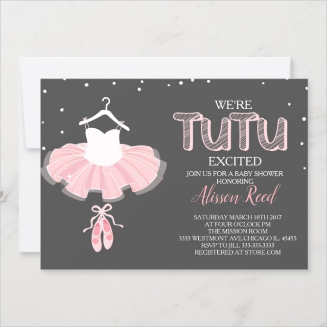 digital format Tutu themed baby shower invitation ballerina themetion