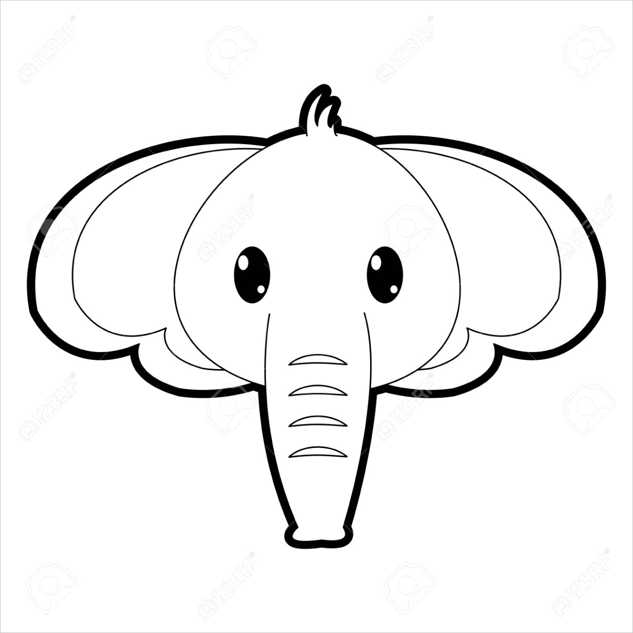 photo outline elephant head cute animal character vector illustration