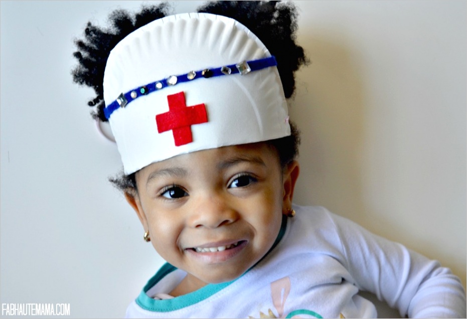 sick toddler survival kit diy paper plate nurse hat