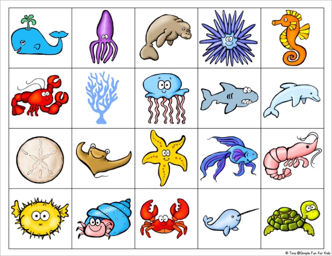 ocean creatures memory game printableml