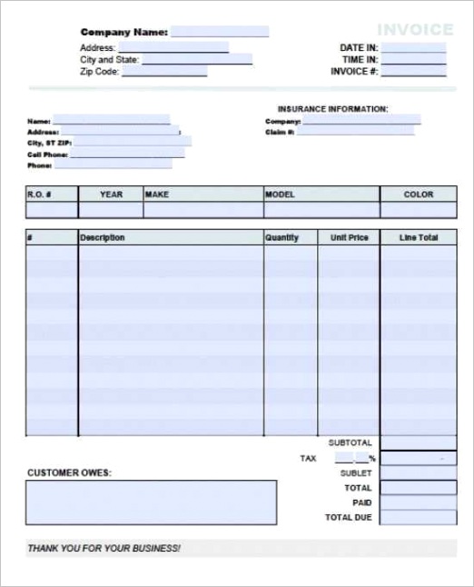 97 free car repair invoice template excel for ms word with car repair invoice template excel