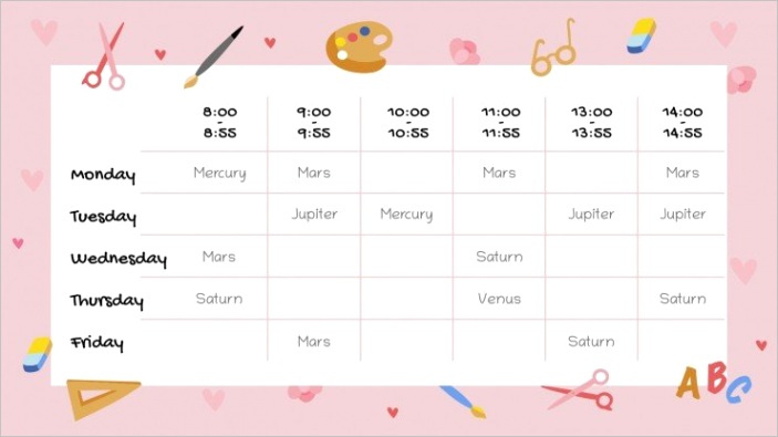 kawaii class schedule