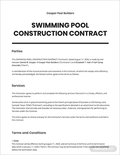 construction contract google docs