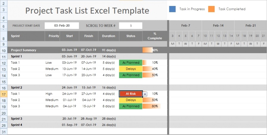 project task list template excel