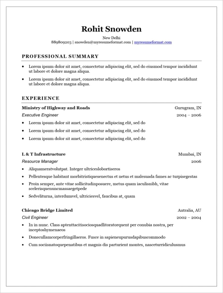 resume template word free executive resume