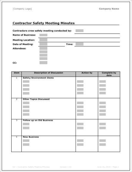 meeting minutes templates 5350ml
