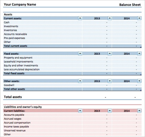 simple balance sheet template