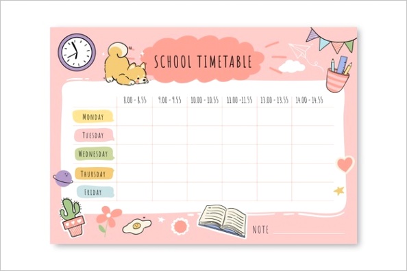 hand drawn back school timetable template m