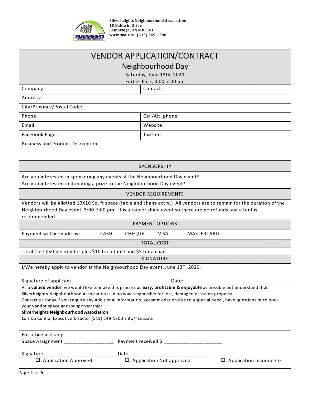 vendor application form