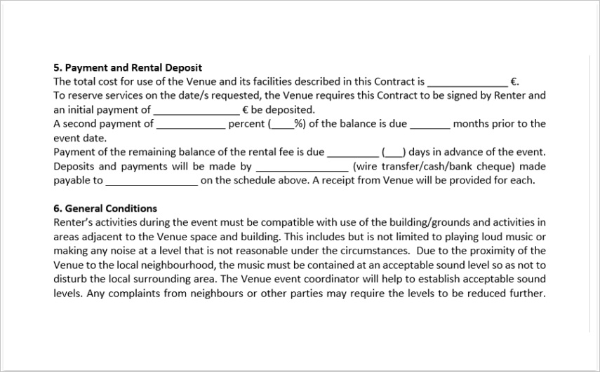 event venue contract template