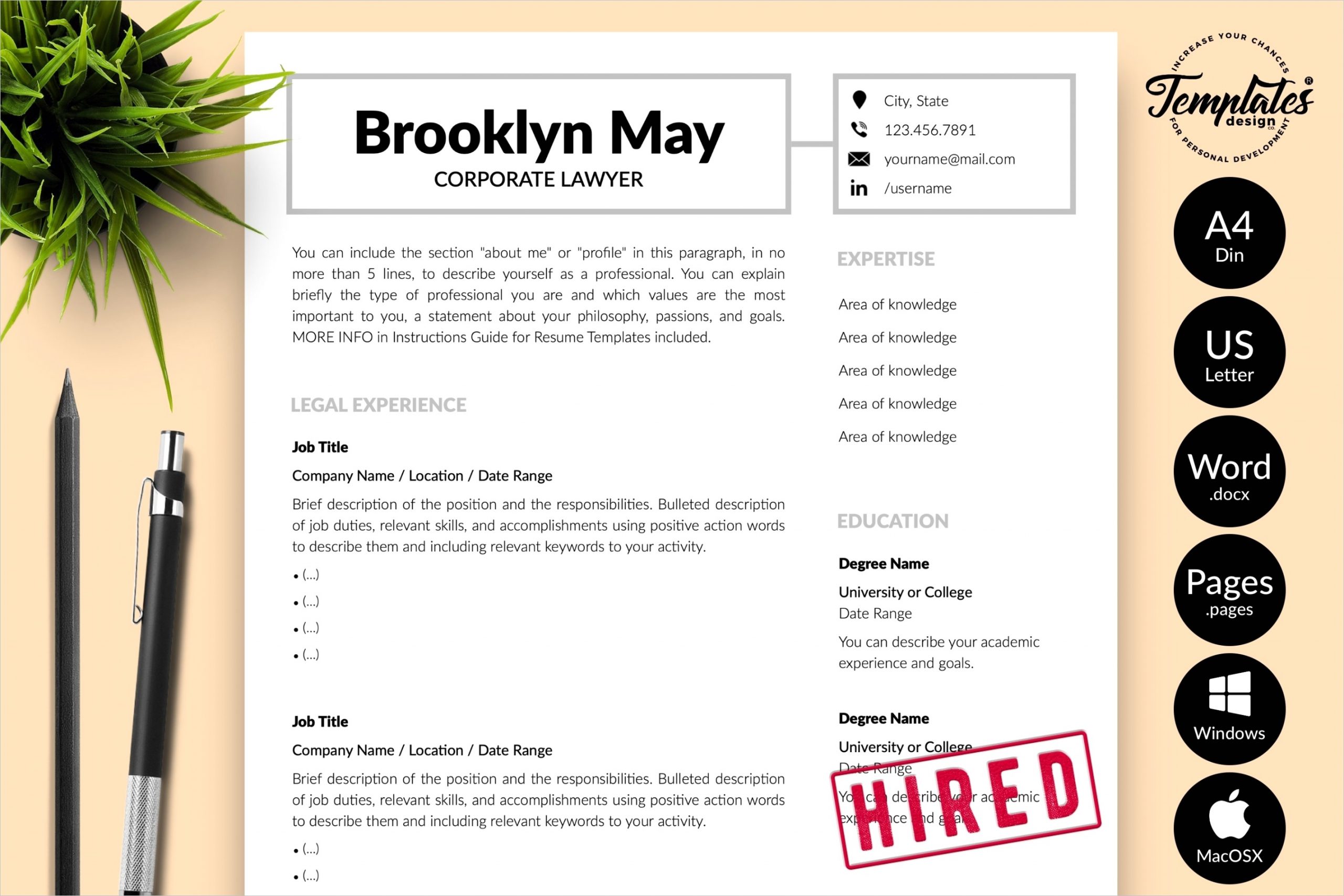 legal resume cv template for word and pages brookl