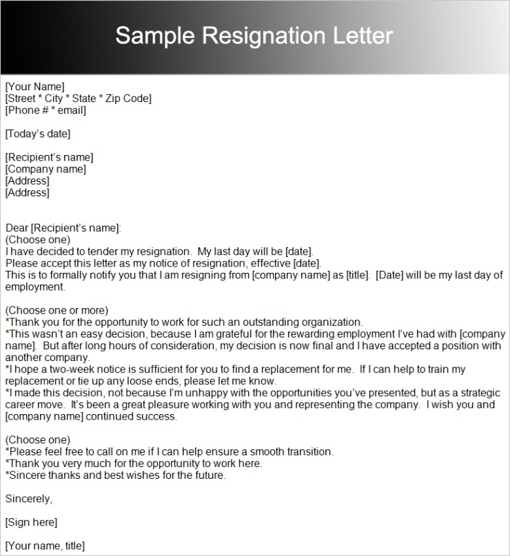 two weeks notice letter templates