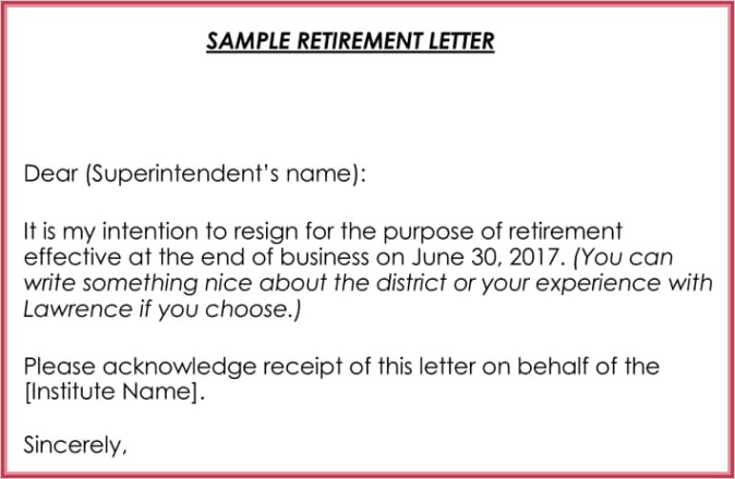 retirement letter
