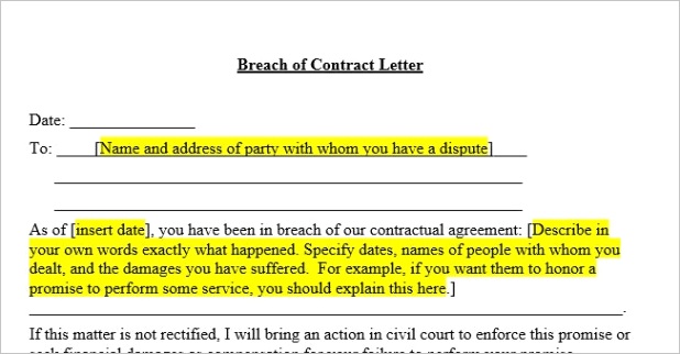 breach of contract template