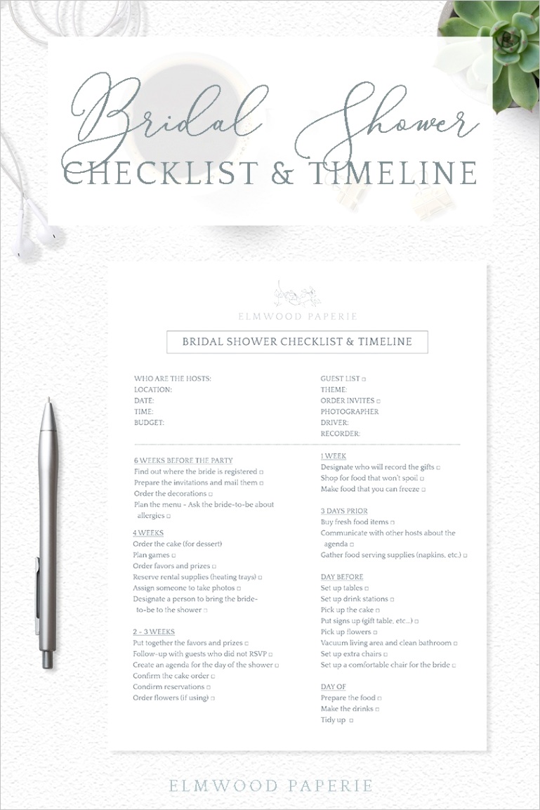 free bridal shower checklist