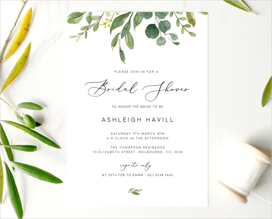 greenery wedding eucalyptus bridal shower invitation printable template instant templett 100 editable pdf