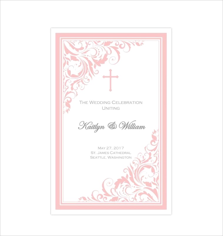 catholic church wedding program brooklyn pink