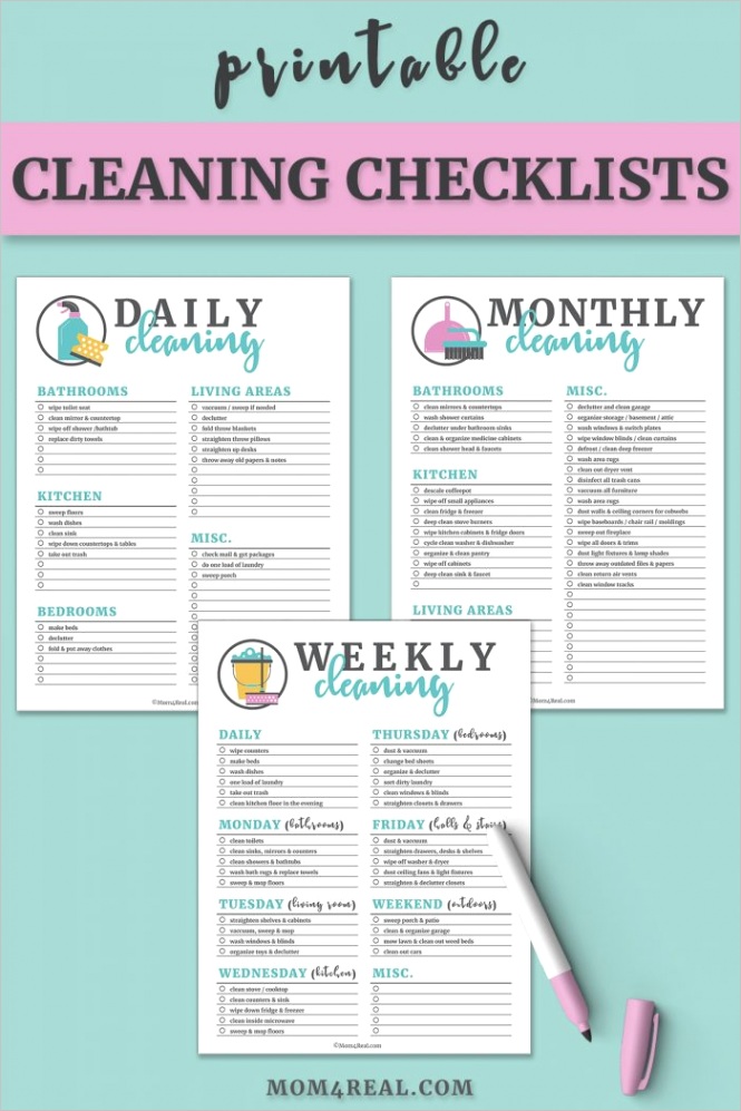 printable cleaning checklists