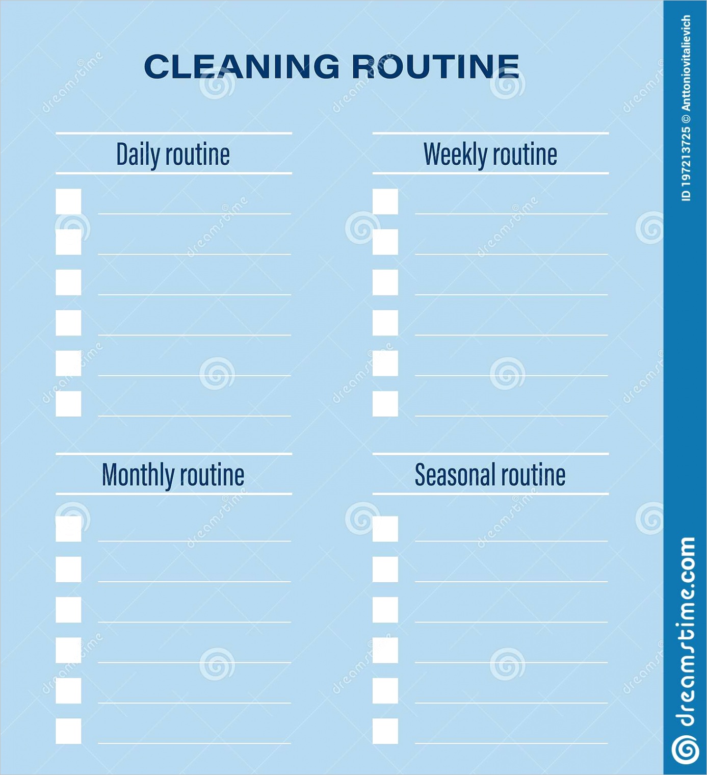 cleaning schedule template blank empty planner year vector image