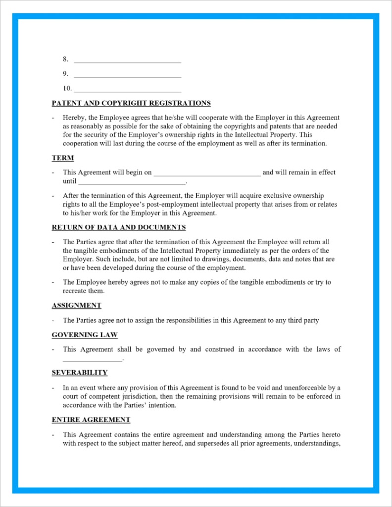 intellectual property agreement template