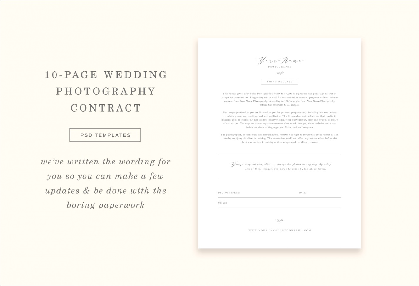 wedding photographer contract template aspen
