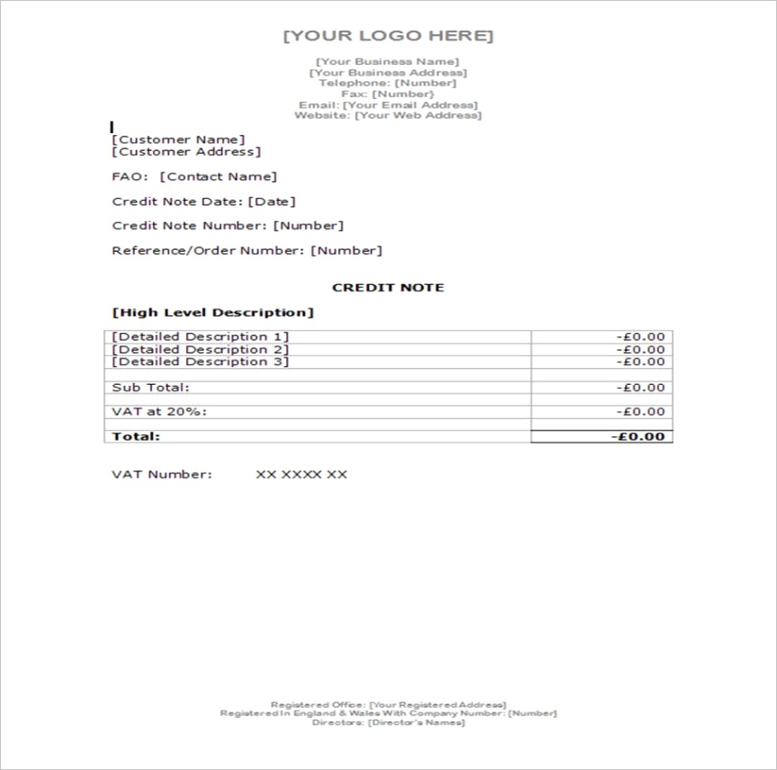 invoice example credit noteml
