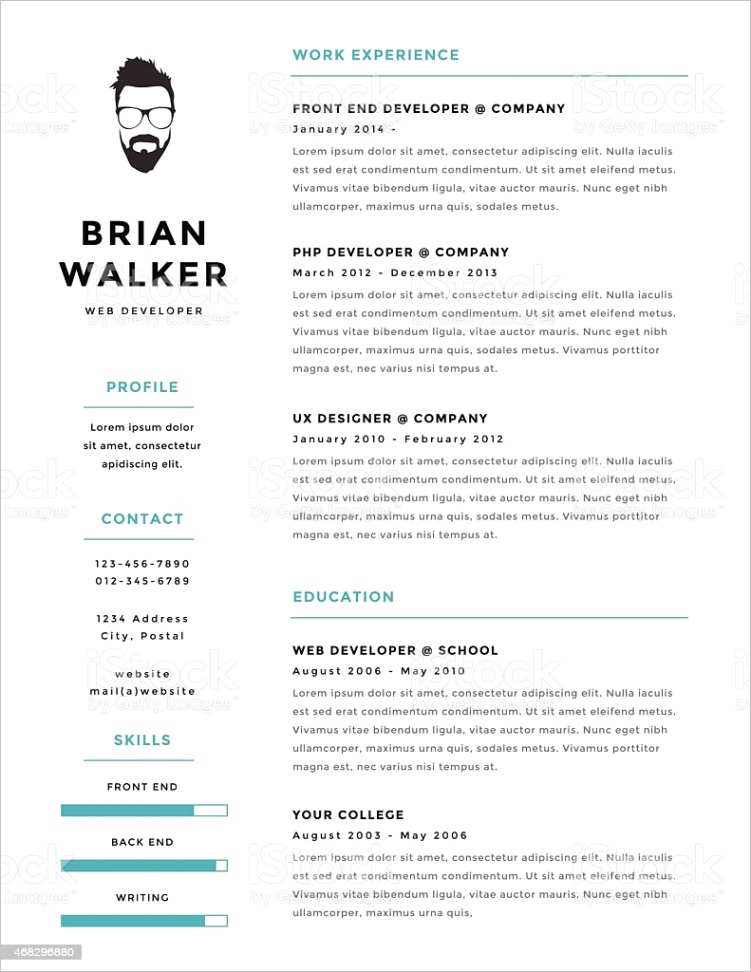 creative and minimalistic personal vector resume cv template gm