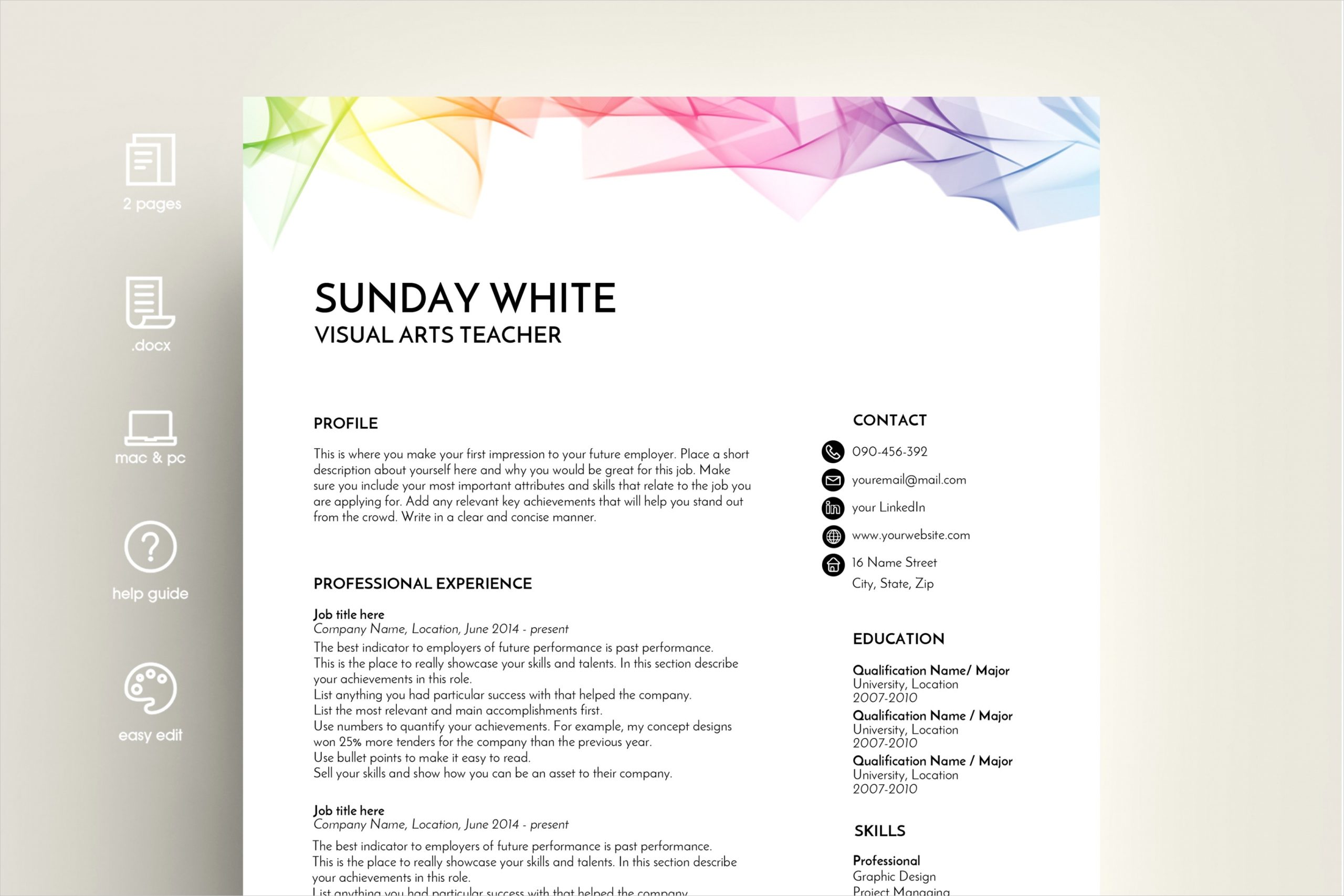 resume template cv template cv design rainbow