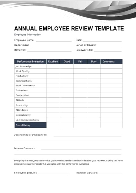annual employee review template