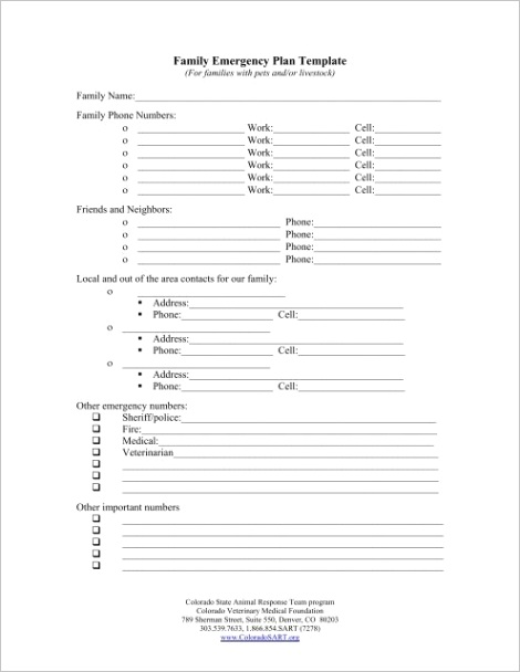 family emergency plan template preppers