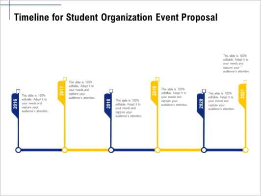 student club event planning timeline for student organization event proposal ppt gallery template pdf