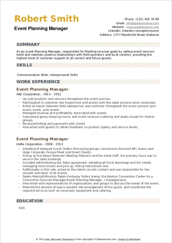 event planning manager