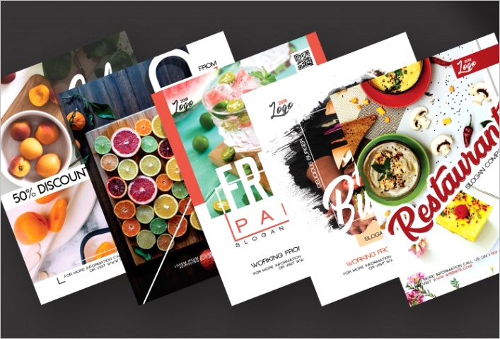 50 free flyer templates for food in psd
