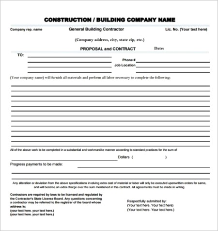 search id=free construction proposal template