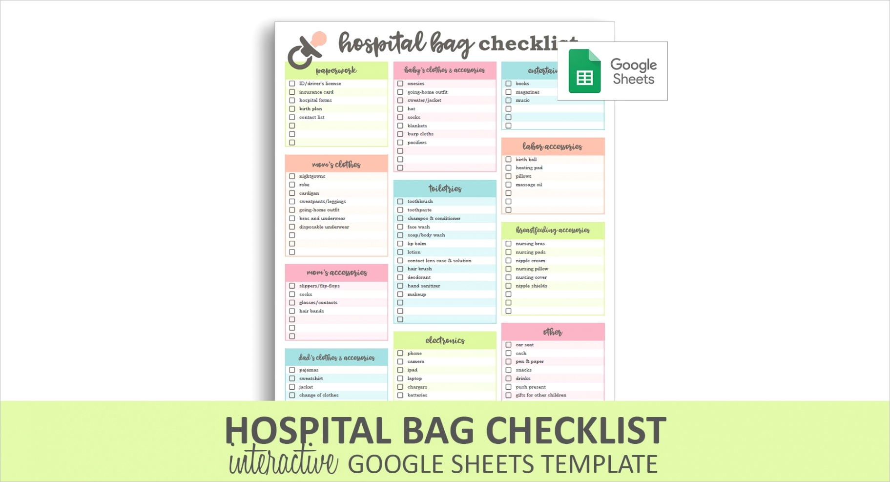 hospital bag checklist google sheets